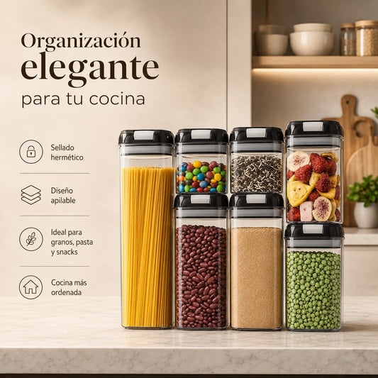 🌾 Organizador de Granos 7 Compartimientos ✨ ¡Dale orden a tu cocina y encuentra tus ingredientes mucho más fácil!