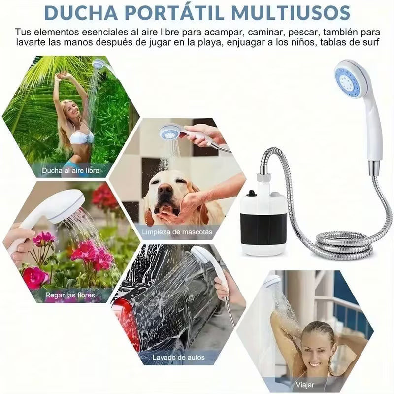 🚿 Ducha Recargable Portátil — Regadera para Camping 🏕️ ¡Disfruta de una ducha cómoda dondequiera que estés!