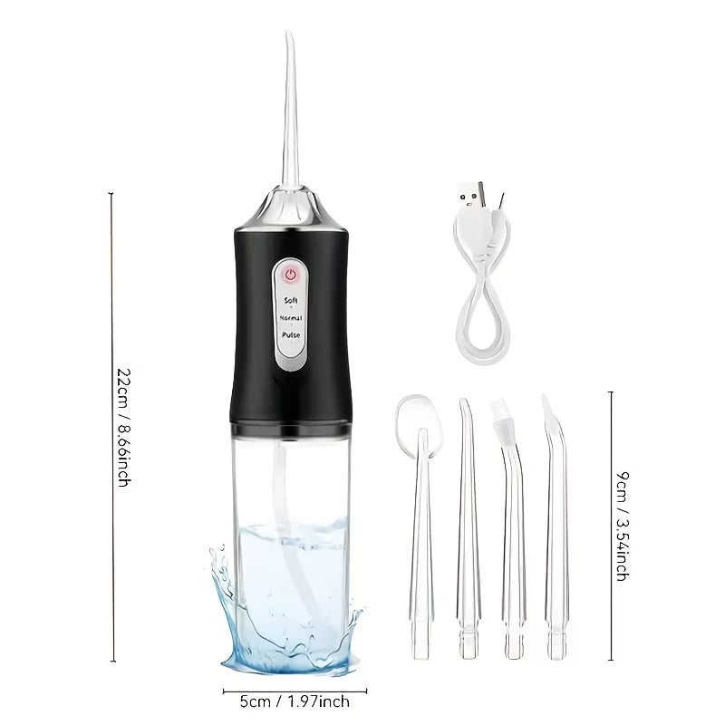Irrigador Oral Recargable USB con 4 Boquillas 💦🦷 ✨ Consigue una limpieza bucal más profunda