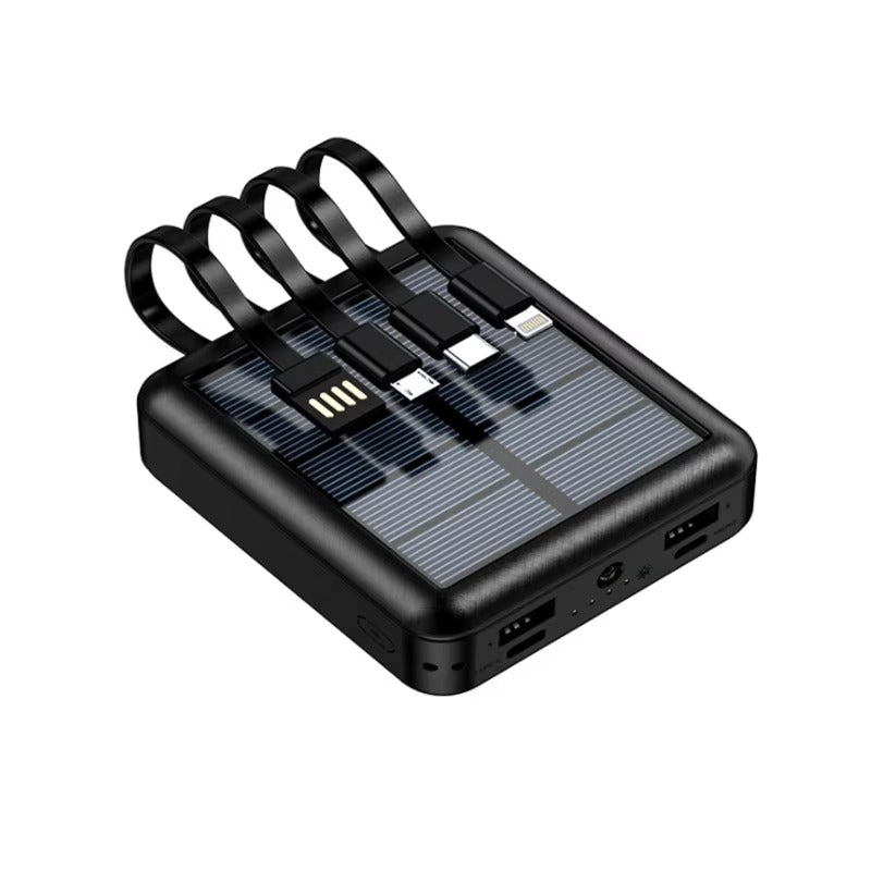 🔋☀️ CARGADOR PORTÁTIL SOLAR 10000mAh CON 4 CABLES INTEGRADOS ☀️🔋