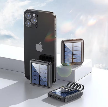 🔋☀️ CARGADOR PORTÁTIL SOLAR 10000mAh CON 4 CABLES INTEGRADOS ☀️🔋