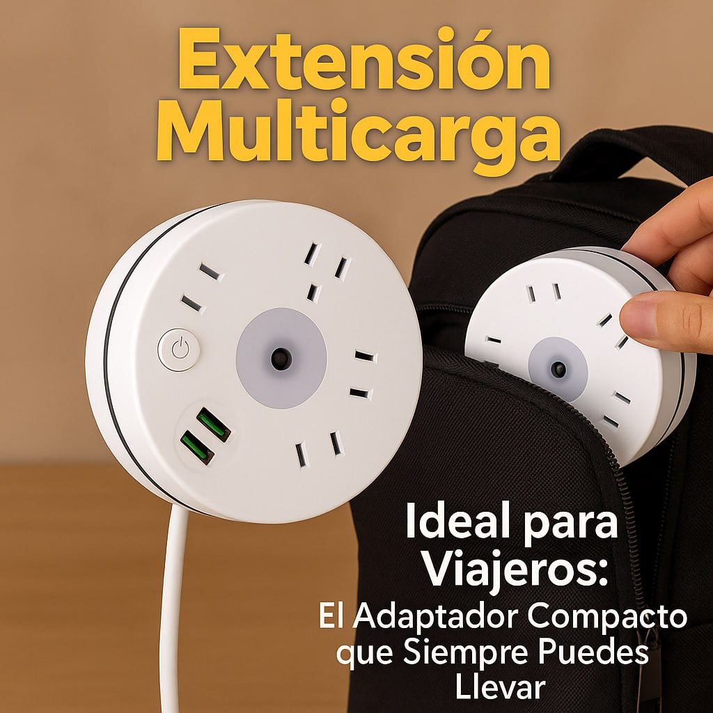 Extensión Multicarga Retráctil USB 180 cm