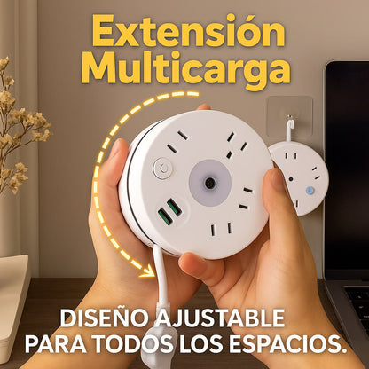 Extensión Multicarga Retráctil USB 180 cm