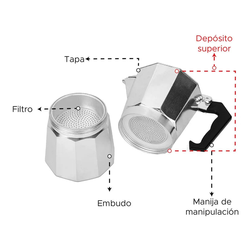☕ Cafetera Italiana Moka 3 Tazas