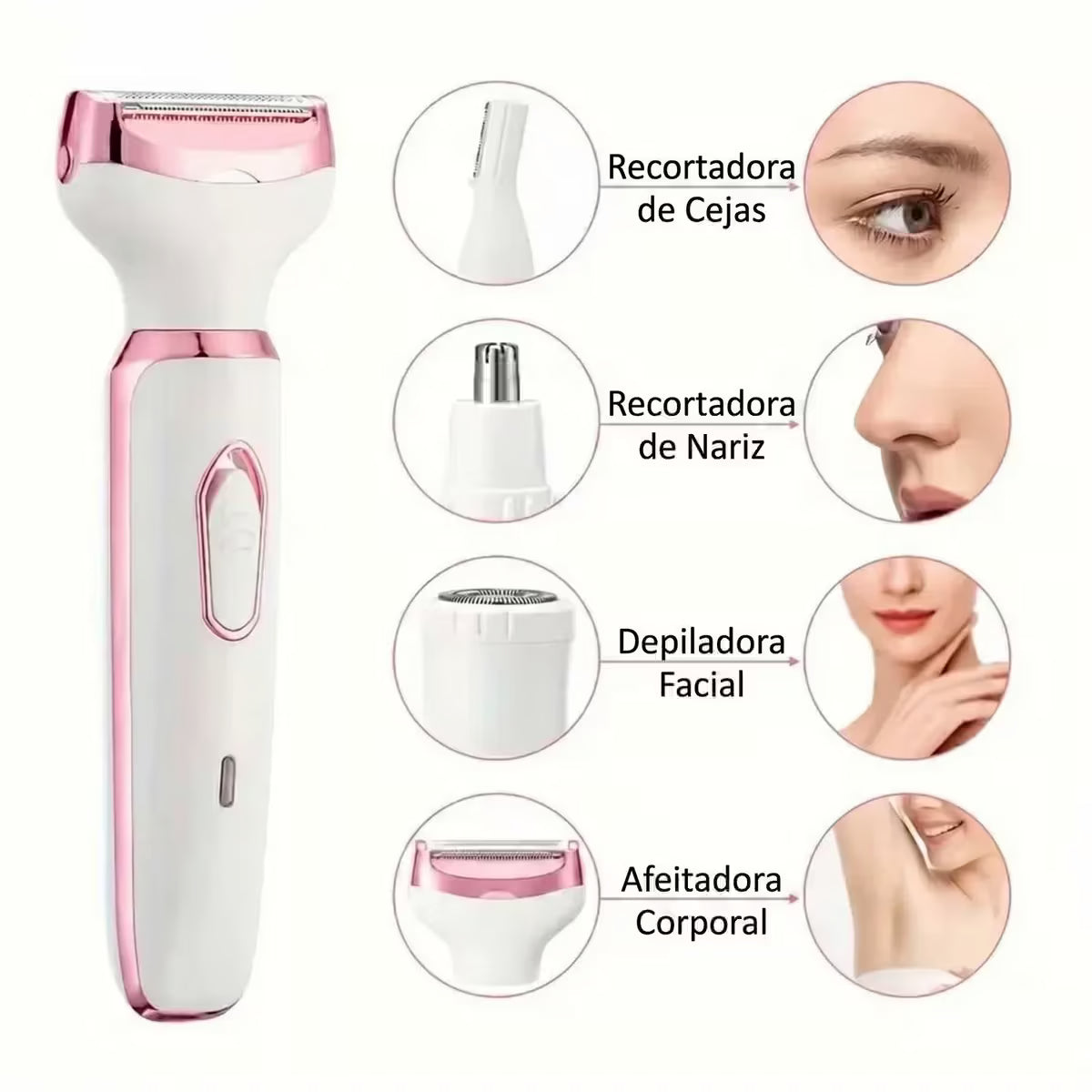 ✨ Depiladora Eléctrica 4 en 1 Recargable para Mujer